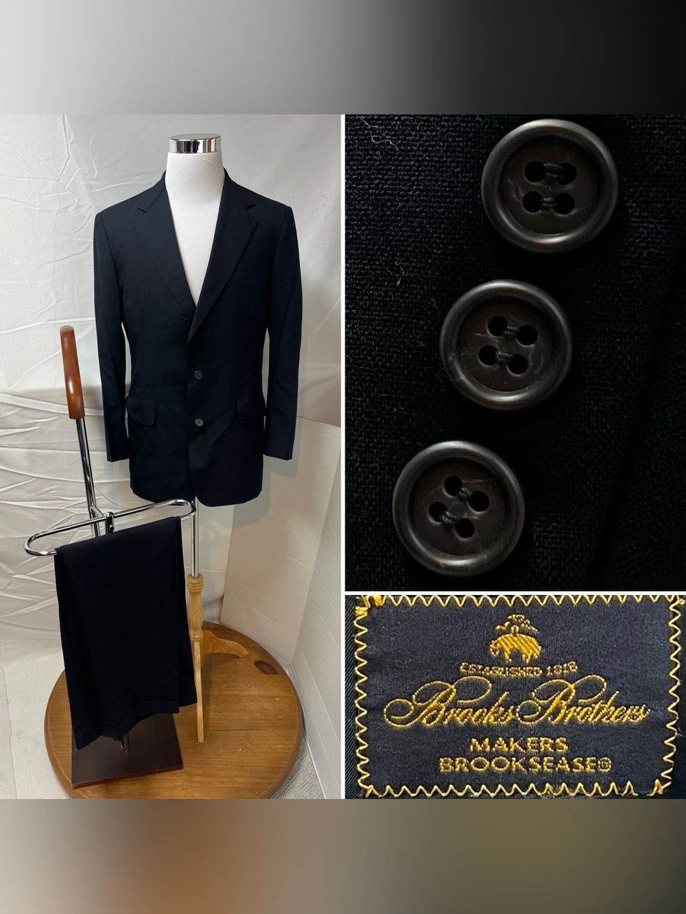 Brooks Brothers Men's 38R Blazer 30x30 Pants Navy Blue Vintage Brooksease Suit